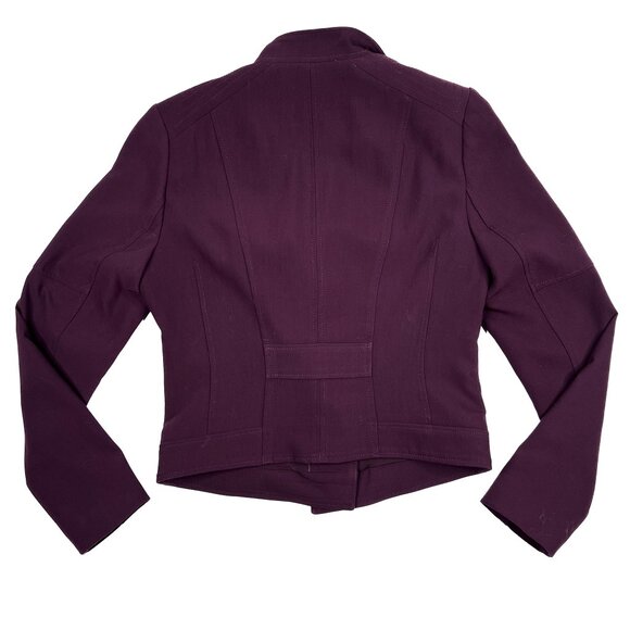 WHBM Stitched Shoulder Open Front Semi-Cropped Moto Blazer Skirt Set Size 10 - Picture 9 of 15